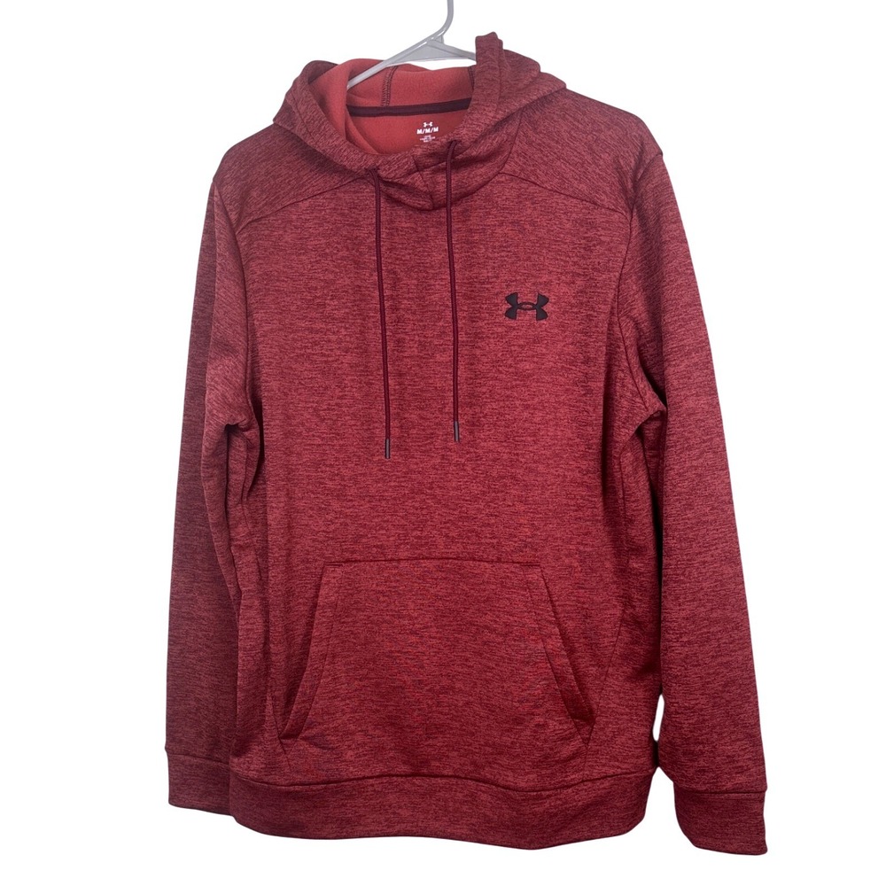 Under Armour Mens Armour Fleece Hoodie Maroon Heather Pullover Sweatshirt Medium
